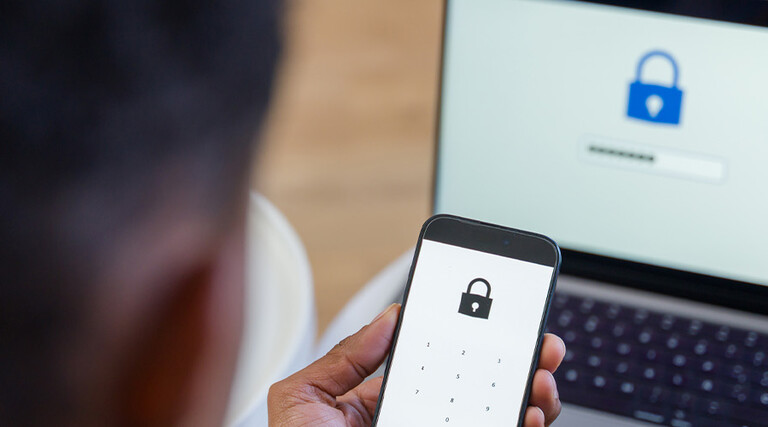 Person using MFA at login