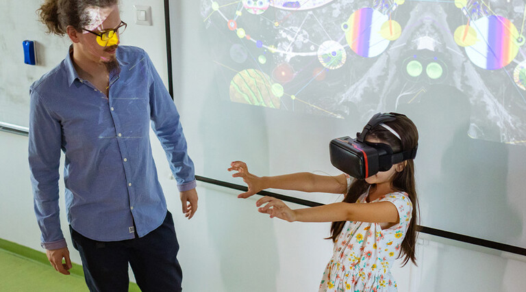 Student using VR in school