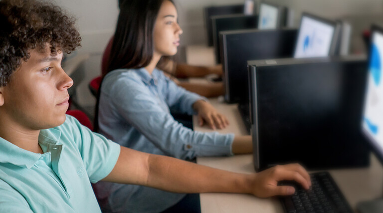 Students using computers