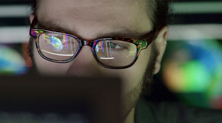 Hacker using computer