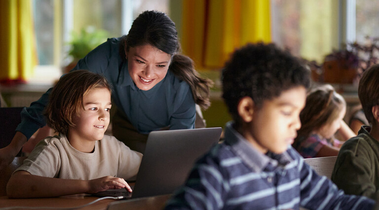 Students using technology