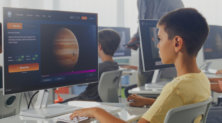 Students using computers