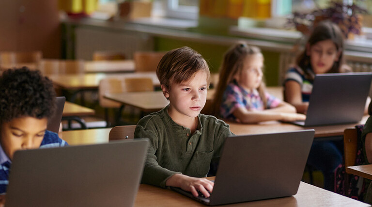 Student using computer