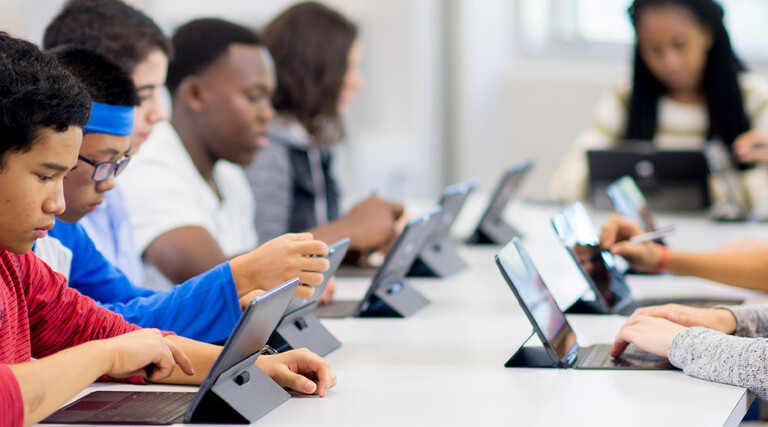 Students using tablets
