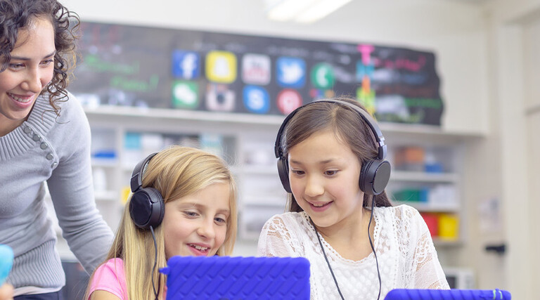 Students using tablets