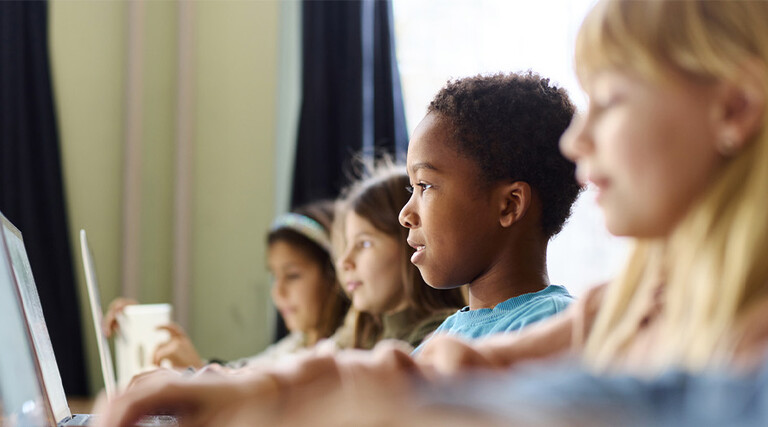 Students using computers