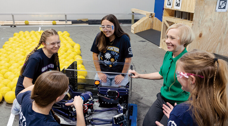 Students working on a robotics project