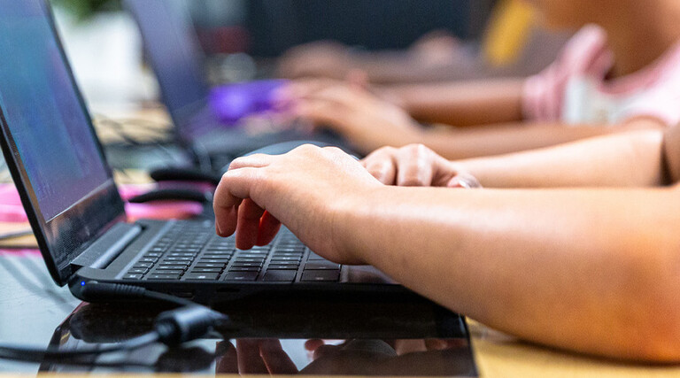 Students using devices