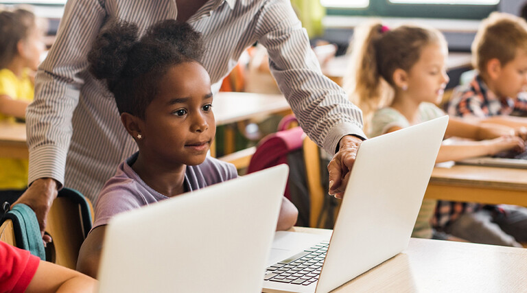 Students using computers