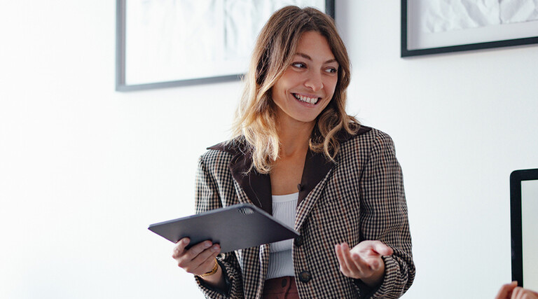 Professional holding a tablet