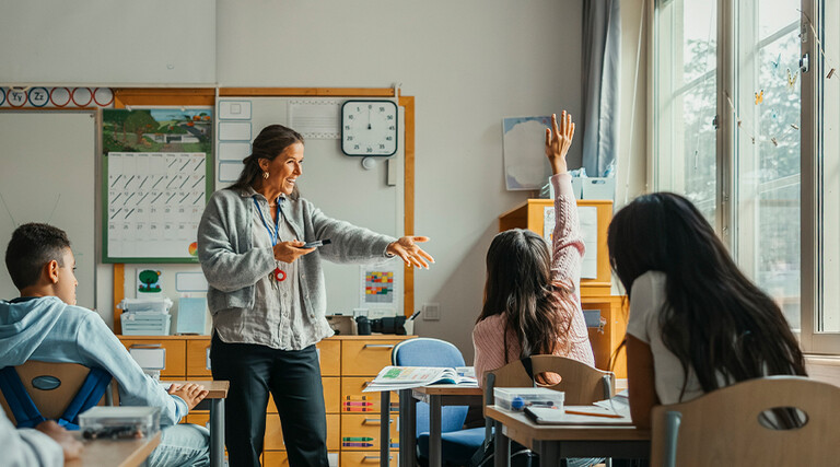 Teacher calling on student