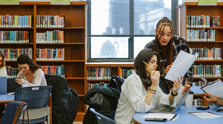 Students in library