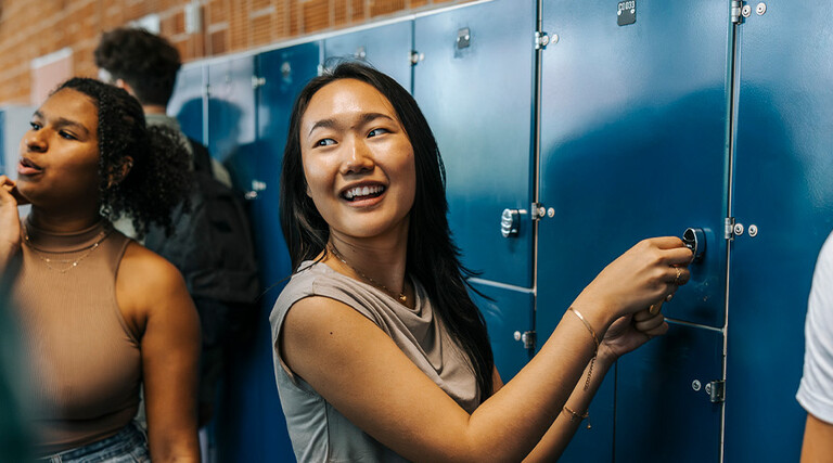 High school students in hallway