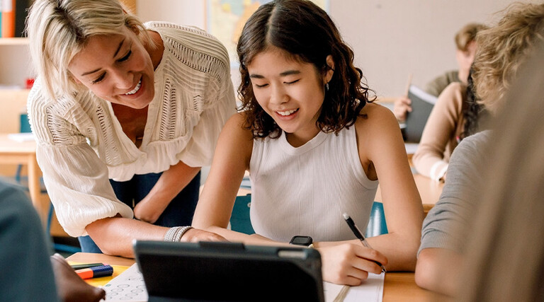 Student using tablet