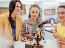 Kids using STEM robot