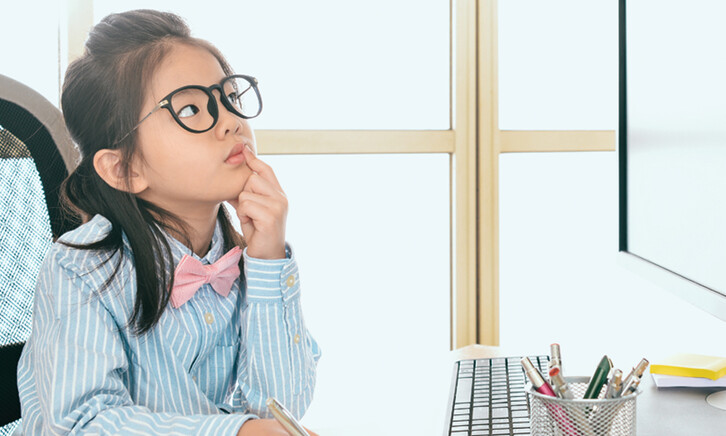 Student using computer at home