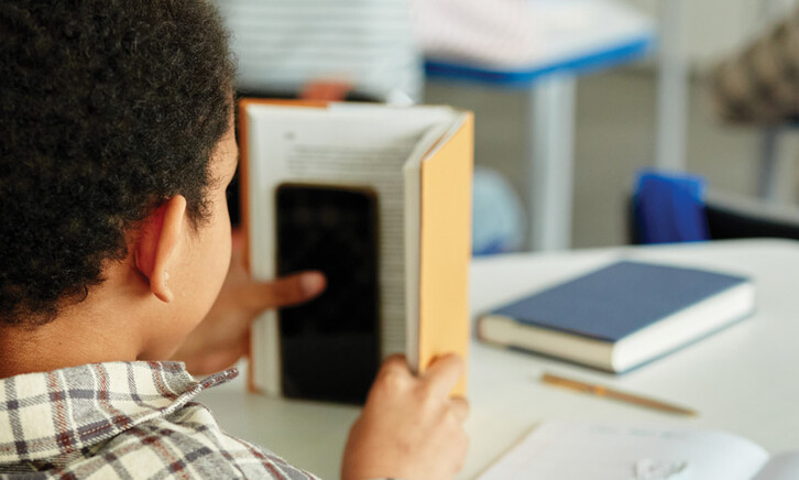 Student using phone during class