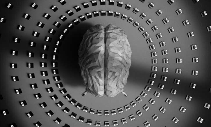 Black and white brain concept for AI security