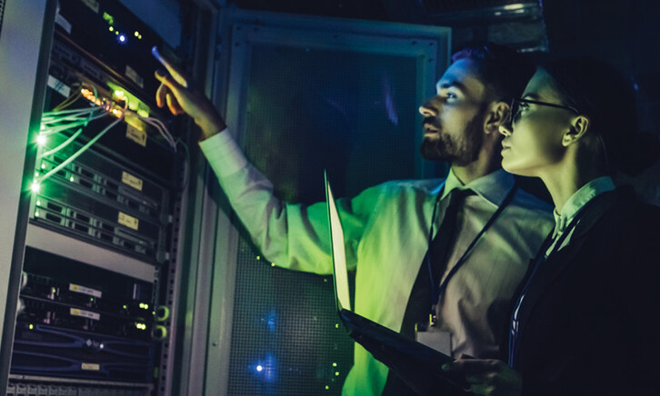 People working in a data centre