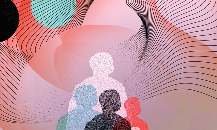 Conceptual illustration of 3 figures with lines around them
