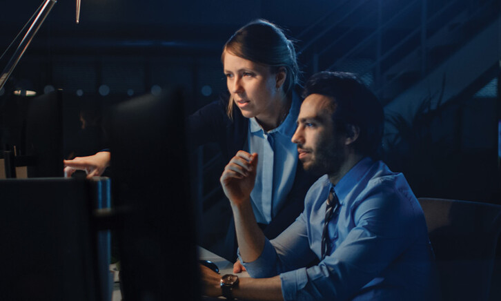 Co-workers collaborating in the office