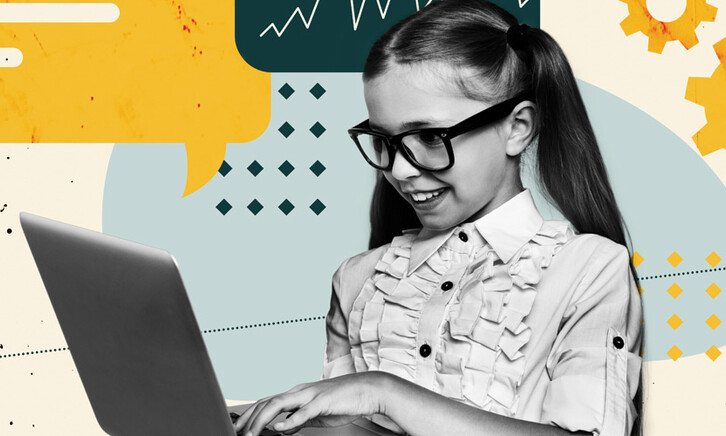 Young person using a laptop
