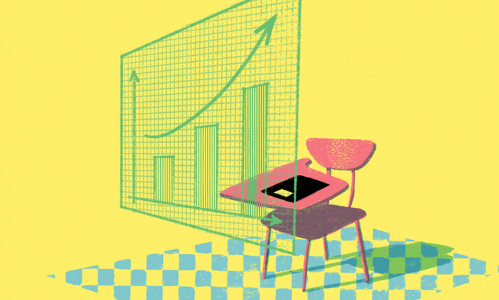 Illustration of desk and virtual board
