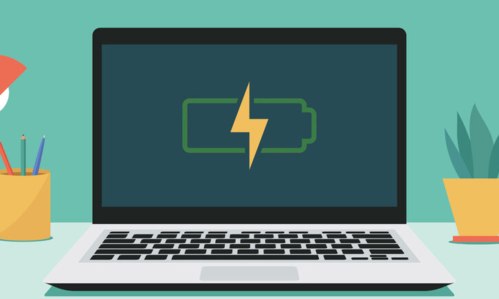 Illustrated laptop with low battery