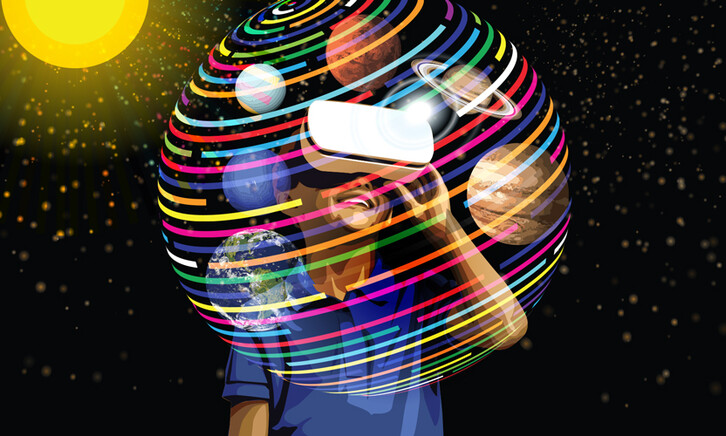 Child using VR headset