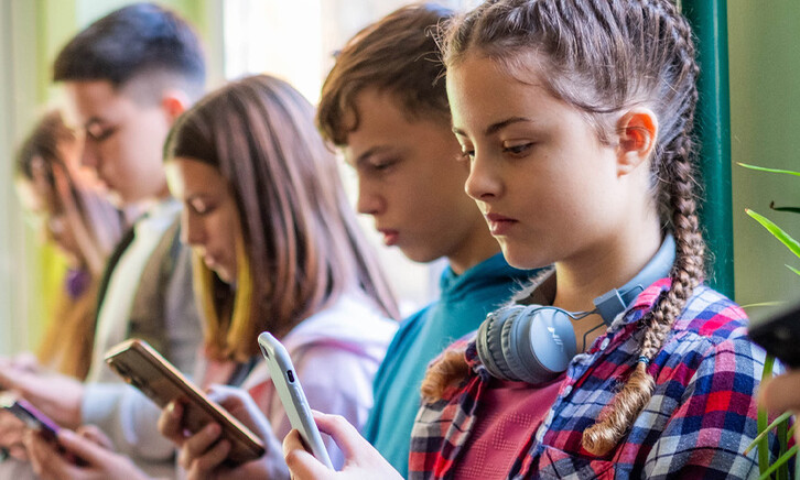 Kids using mobile devices