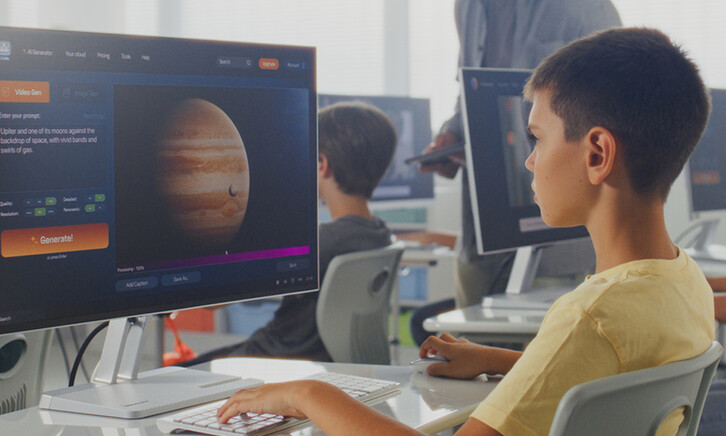 Students using computers