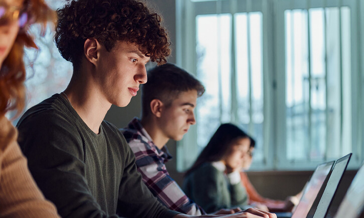 Students using computer