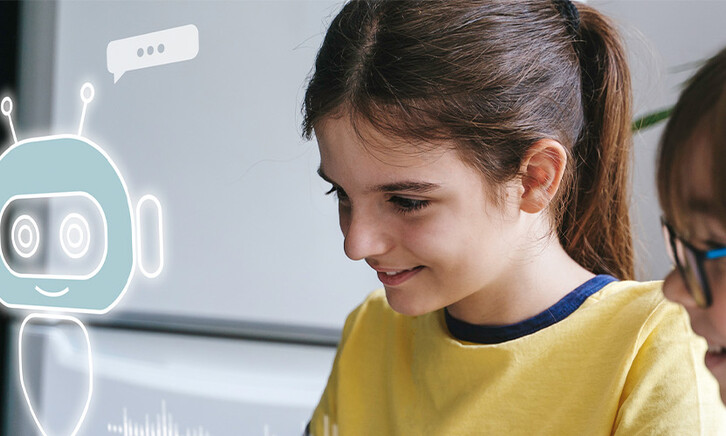 Students interacting with AI