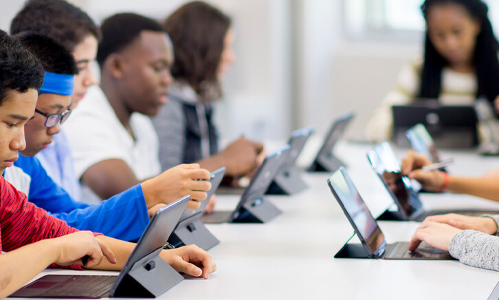 Students using tablets