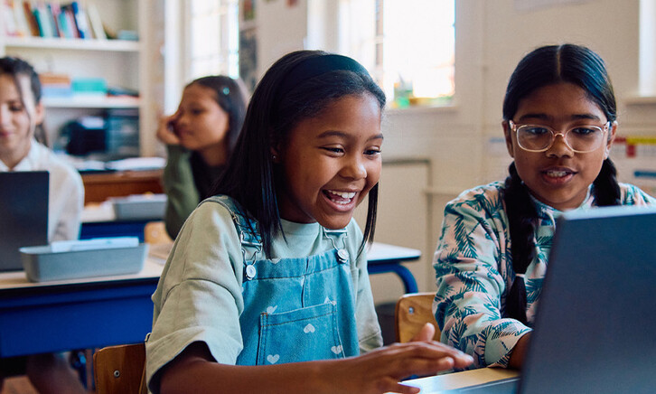 Students using computers
