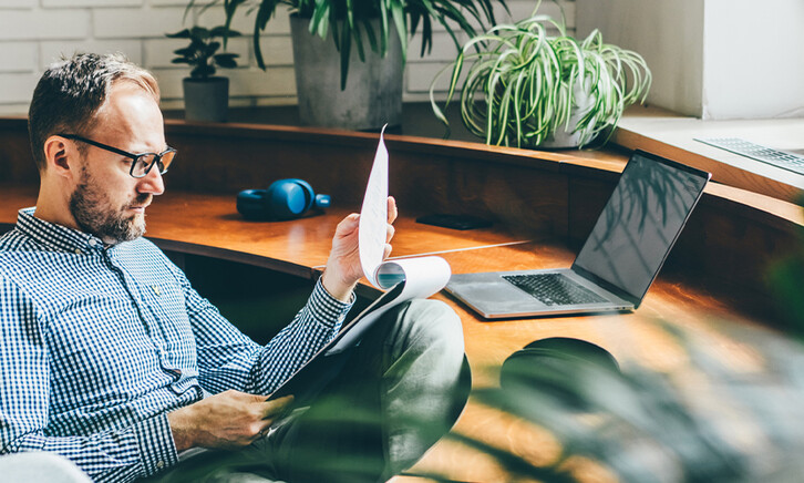 Person reviewing documents