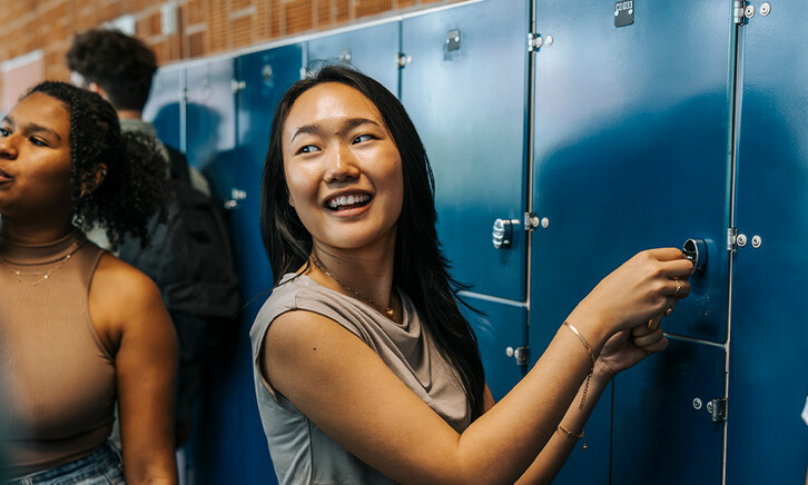 High school students in hallway