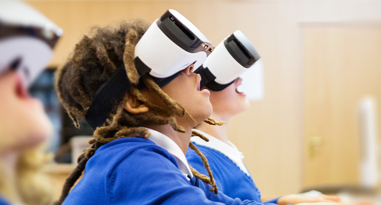 k-12 students using virtual reality eyewear devices