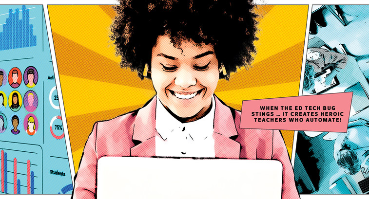 Teacher on laptop