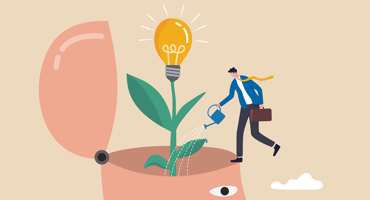 Illustration of person growing an idea