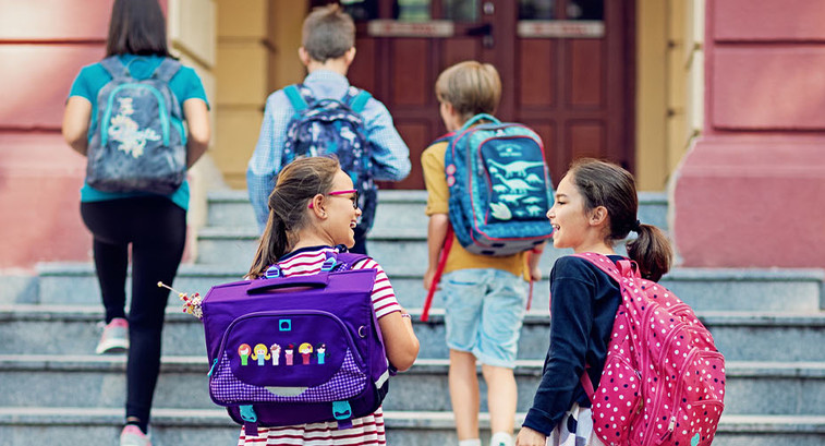 Students walking into school