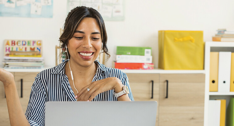 Teacher educating remotely