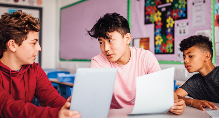 Students working together in class