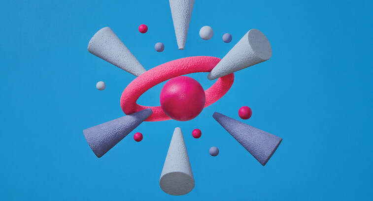cones pointing at sphere in hoop illustration
