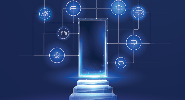 Digital step future education concept