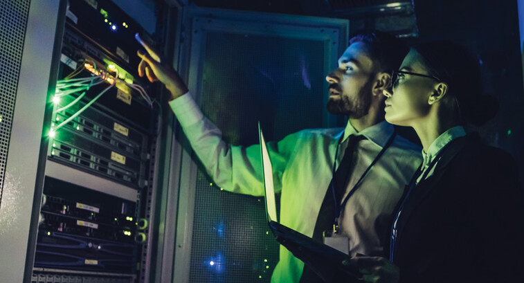 People working in a data centre