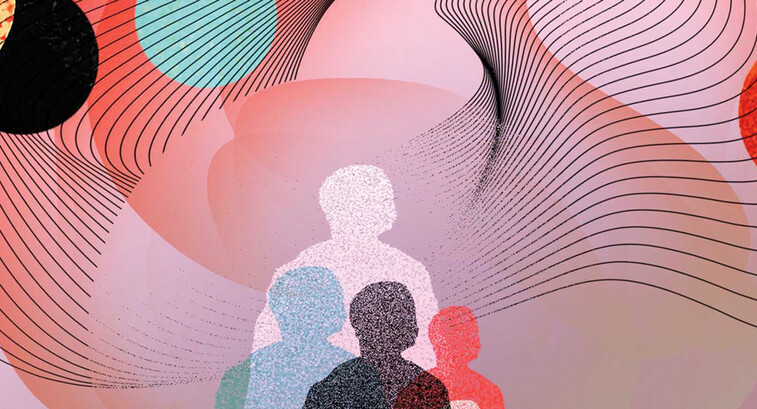 Conceptual illustration of 3 figures with lines around them