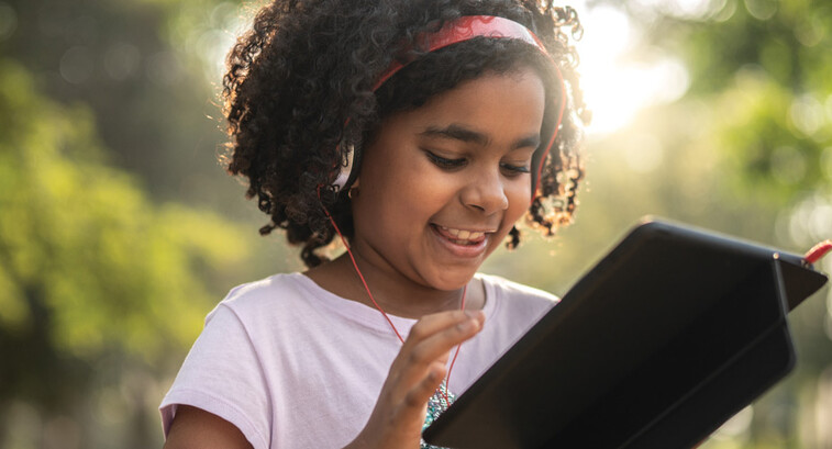 Student using tablet
