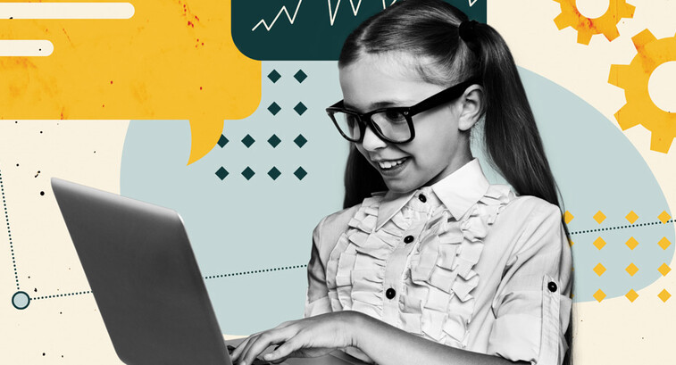 Young person using a laptop