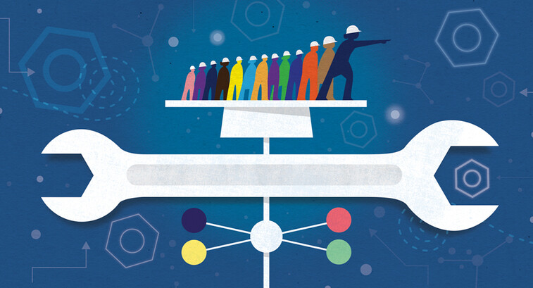 AI compliance toolkit concept with wrench as weathervane illustration